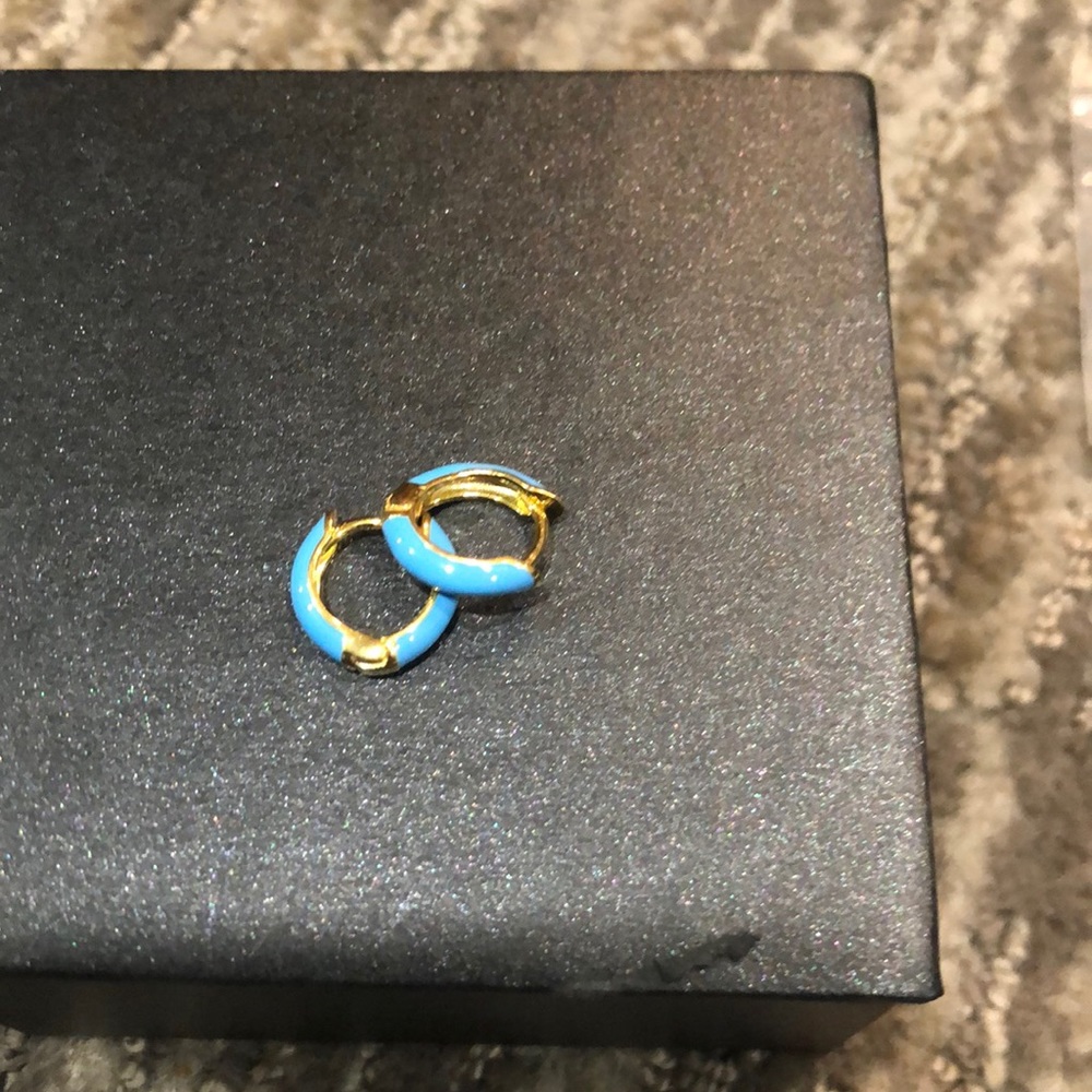Sterling silver turquoise huggies